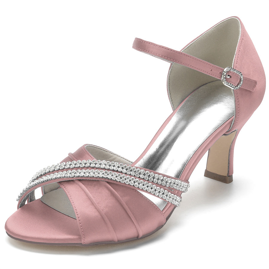Elegant Open-Toe Bridal Shoes with Rhinestones for Women