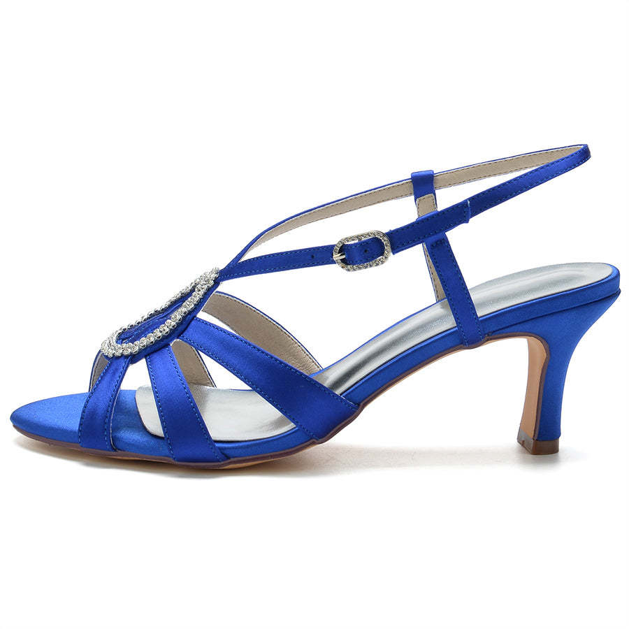 Bridal Shoes for Women with Teardrop Crystals – Mid Heel Open Toe Design