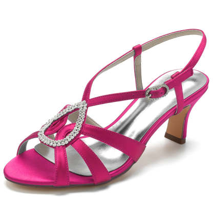 Bridal Shoes for Women with Teardrop Crystals – Mid Heel Open Toe Design