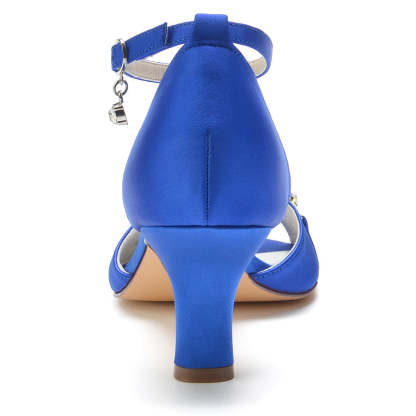 Bridal Peep Toe Mid Heel Shoes for Women with Colorful Crystals