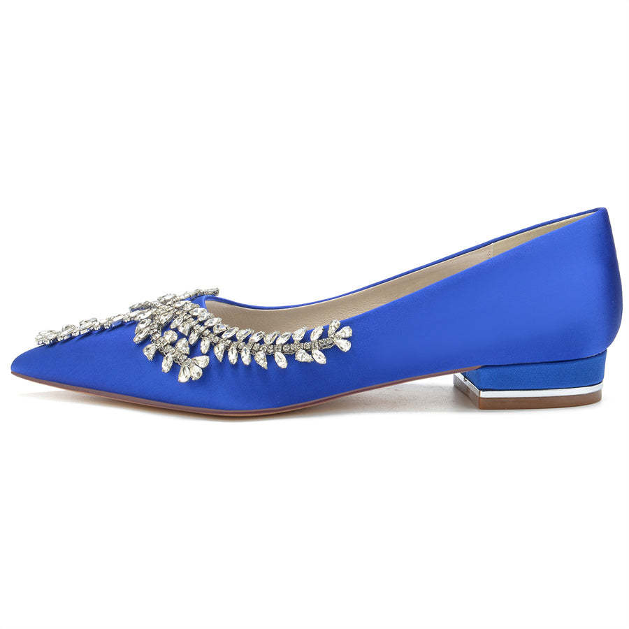 Bridal Shoes for Women with Crystals Pointed Toe and Low Heel