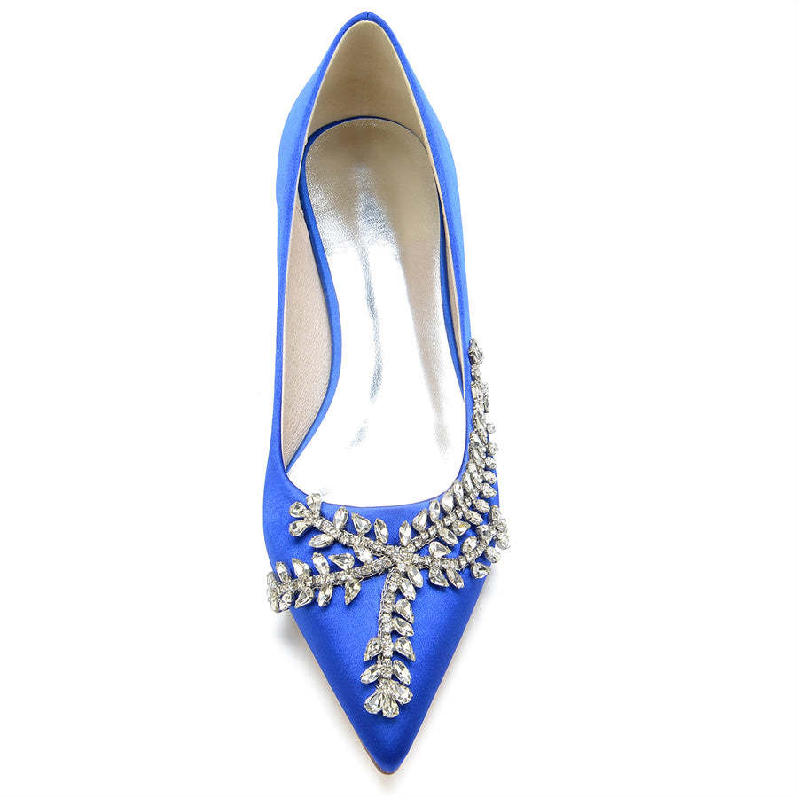 Bridal Shoes for Women with Crystals Pointed Toe and Low Heel