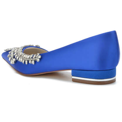 Bridal Shoes for Women with Crystals Pointed Toe and Low Heel