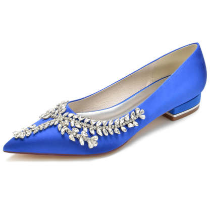 Bridal Shoes for Women with Crystals Pointed Toe and Low Heel