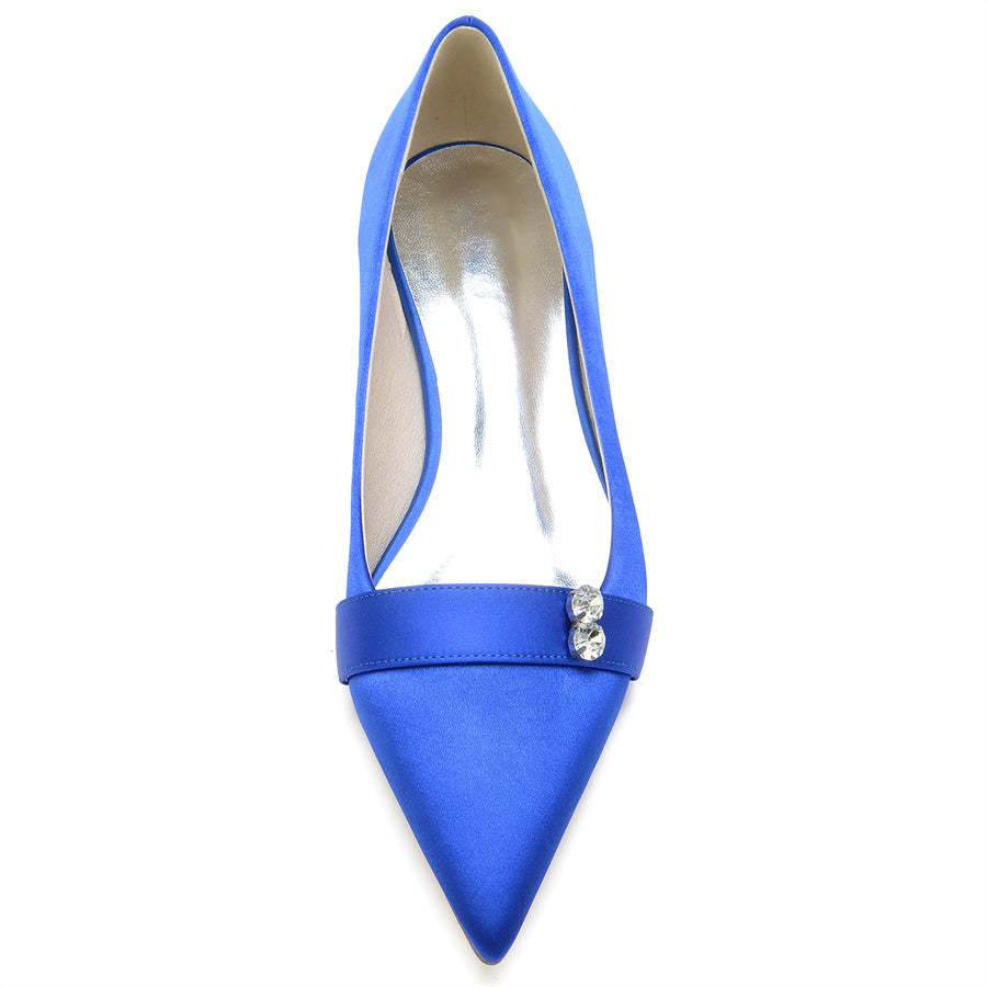 Bridal Shoes for Women: Minimalist Pointed Toe with Crystals and Low Heel