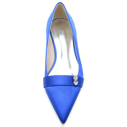 Bridal Shoes for Women: Minimalist Pointed Toe with Crystals and Low Heel