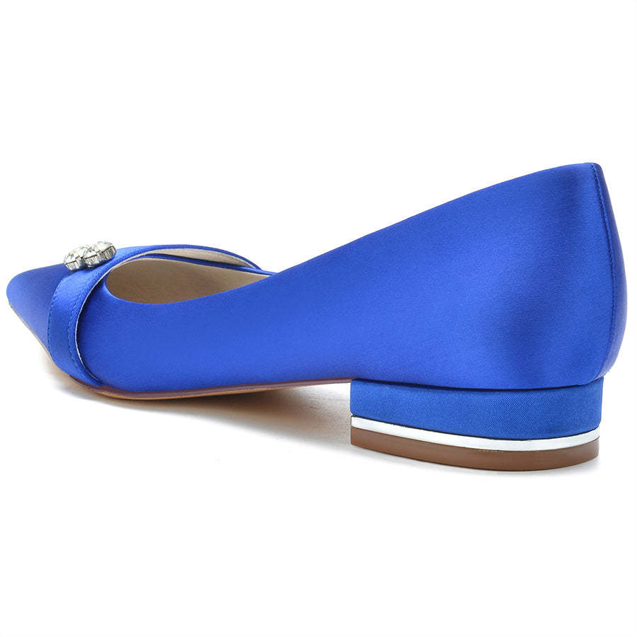Bridal Shoes for Women: Minimalist Pointed Toe with Crystals and Low Heel