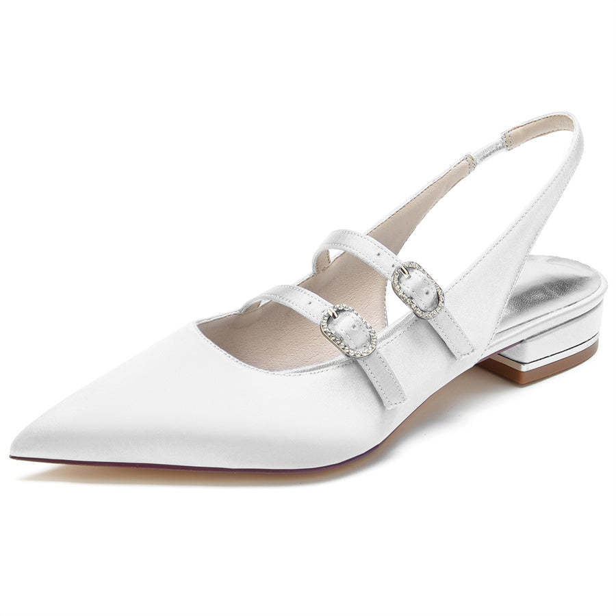 Bridal Shoes for Women with Pointed Toe and Low Heel Minimalist Design