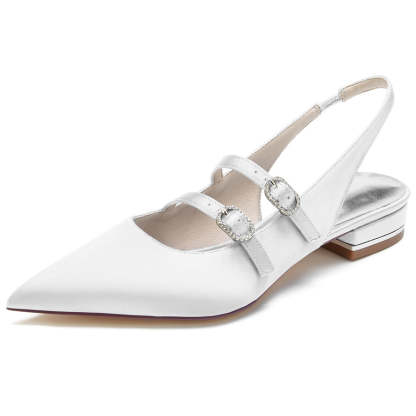 Bridal Shoes for Women with Pointed Toe and Low Heel Minimalist Design