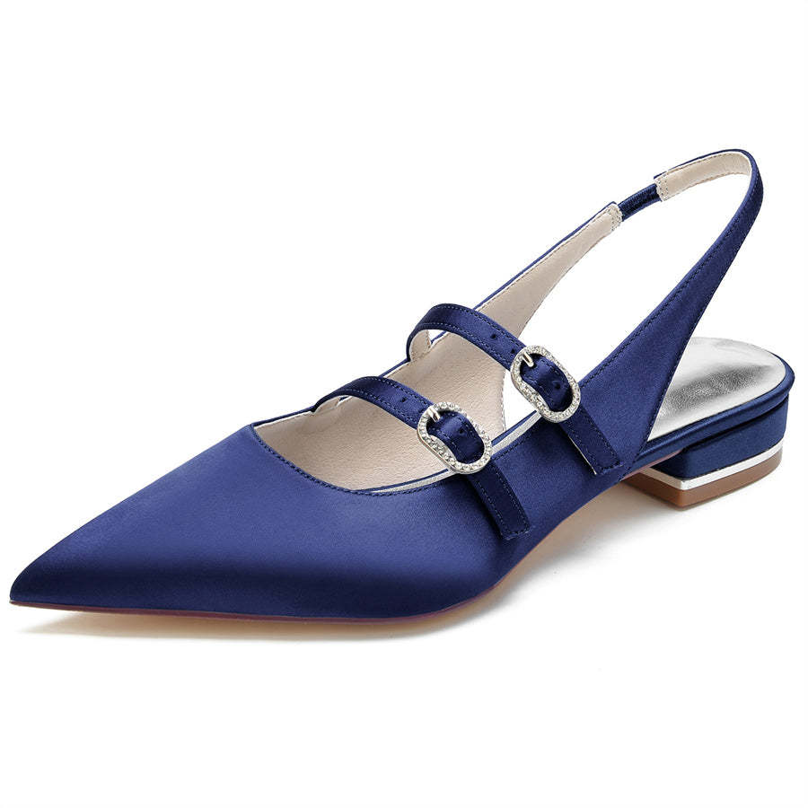 Bridal Shoes for Women with Pointed Toe and Low Heel Minimalist Design