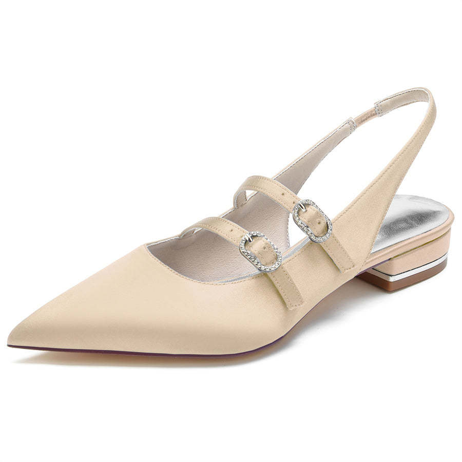 Bridal Shoes for Women with Pointed Toe and Low Heel Minimalist Design