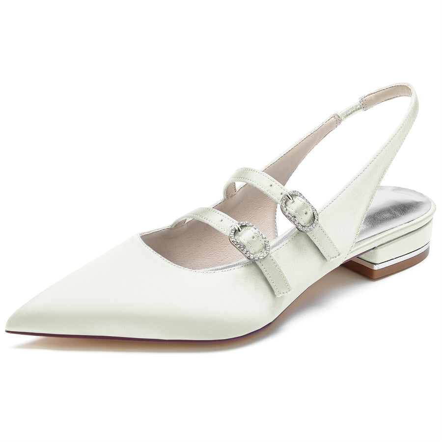 Bridal Shoes for Women with Pointed Toe and Low Heel Minimalist Design