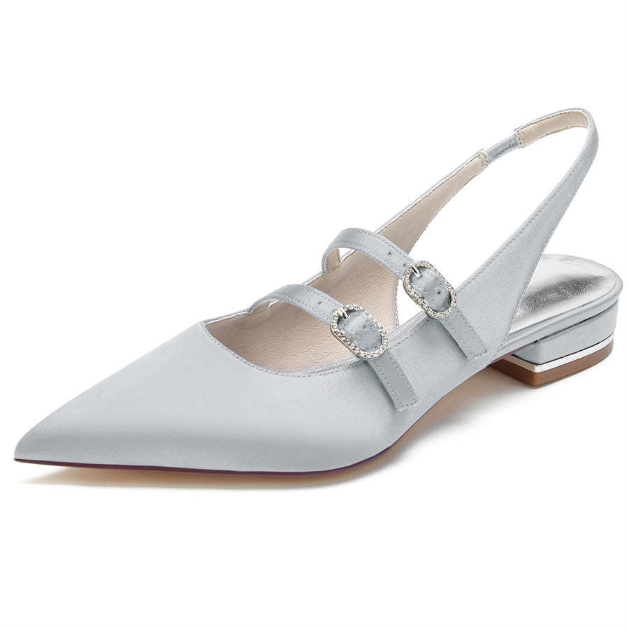 Bridal Shoes for Women with Pointed Toe and Low Heel Minimalist Design