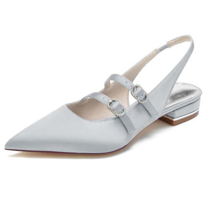 Bridal Shoes for Women with Pointed Toe and Low Heel Minimalist Design