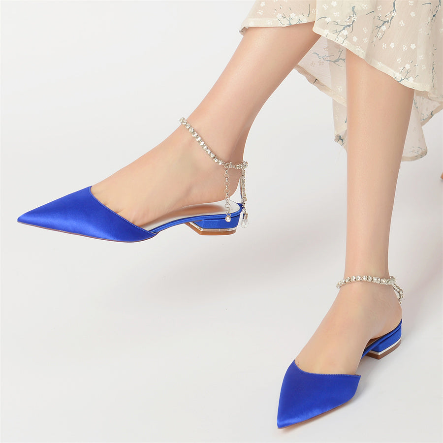 Bridal Shoes for Women with Crystals – Pointed Toe and Low Heel
