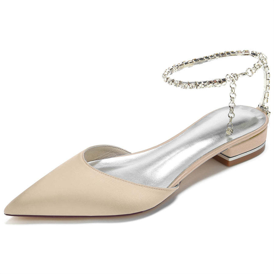 Bridal Shoes for Women with Crystals – Pointed Toe and Low Heel