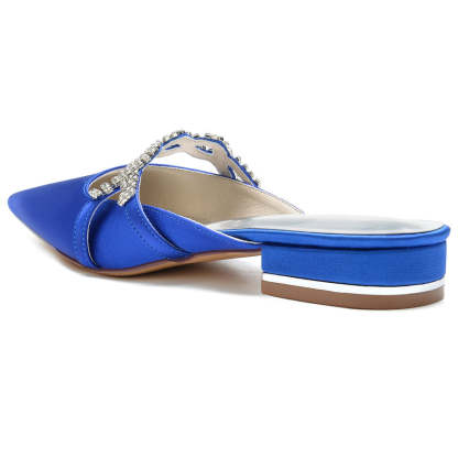 Bridal Shoes for Women with Crystals – Pointed Toe Low Heel Slippers