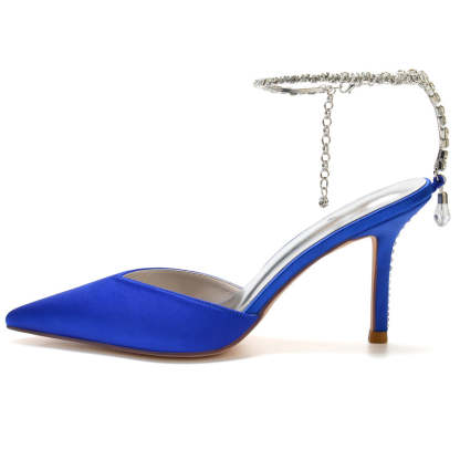 Bridal Stiletto Heel Shoes for Women with Pointed Toe and Crystals