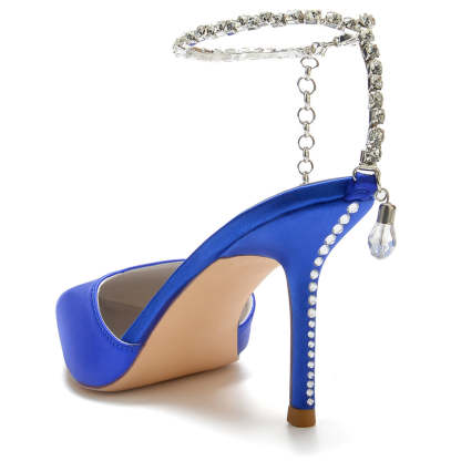 Bridal Stiletto Heel Shoes for Women with Pointed Toe and Crystals