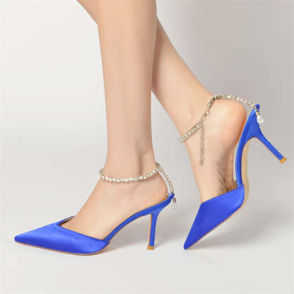 Bridal Stiletto Heel Shoes for Women with Pointed Toe and Crystals