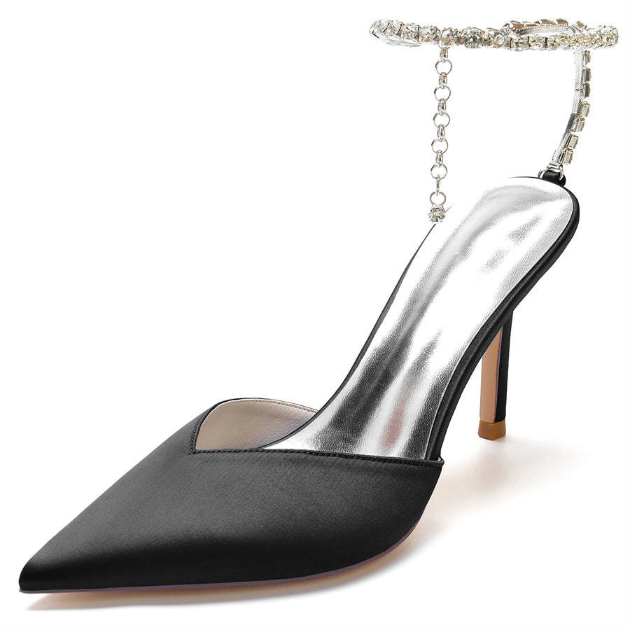 Bridal Stiletto Heel Shoes for Women with Pointed Toe and Crystals