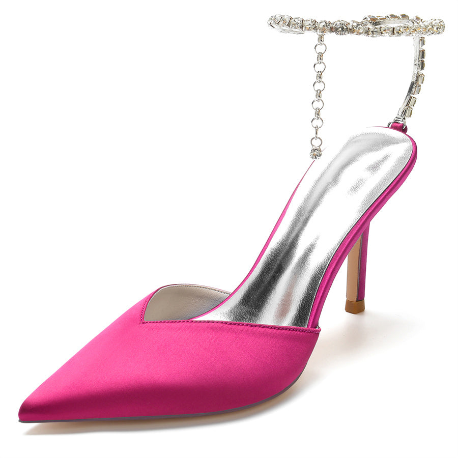Bridal Stiletto Heel Shoes for Women with Pointed Toe and Crystals