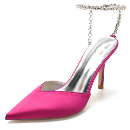 Bridal Stiletto Heel Shoes for Women with Pointed Toe and Crystals