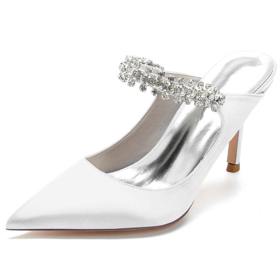Bridal High Heel Shoes for Women with Rhinestones and Pointed Toe