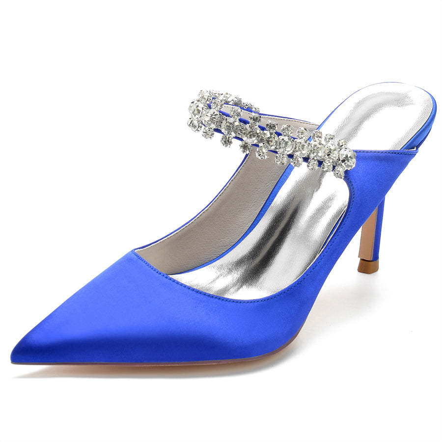 Bridal High Heel Shoes for Women with Rhinestones and Pointed Toe
