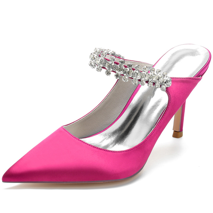 Bridal High Heel Shoes for Women with Rhinestones and Pointed Toe