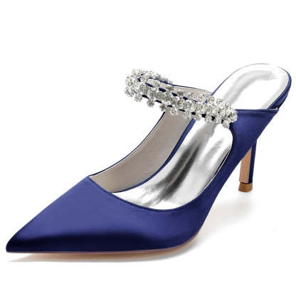 Bridal High Heel Shoes for Women with Rhinestones and Pointed Toe