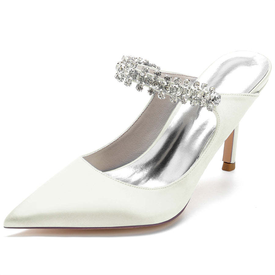 Bridal High Heel Shoes for Women with Rhinestones and Pointed Toe
