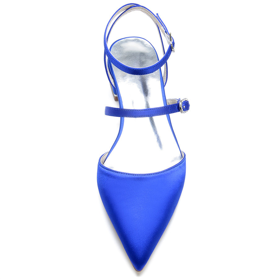 Bridal Shoes for Women with Pointed Toe Buckle Detail and Low Heel