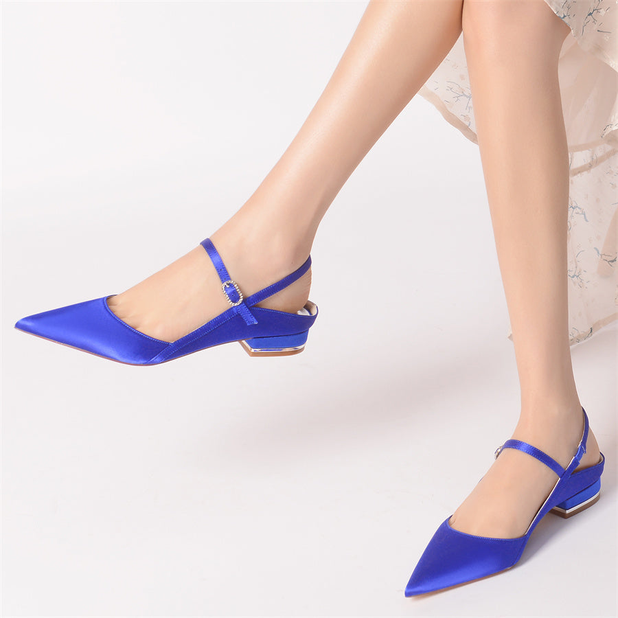 Elegant Bridal Shoes for Women with Pointed Toe and Low Heel