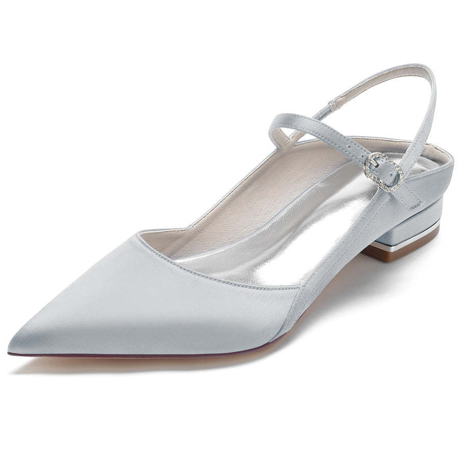 Elegant Bridal Shoes for Women with Pointed Toe and Low Heel