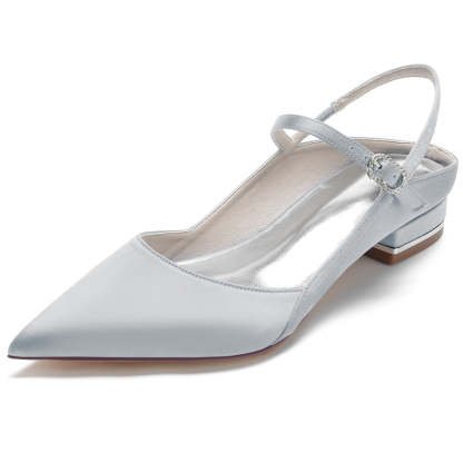 Elegant Bridal Shoes for Women with Pointed Toe and Low Heel