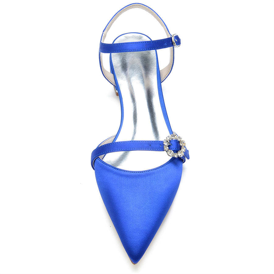 Elegant Low Heel Bridal Shoes for Women with Crystals and Pointed Toe