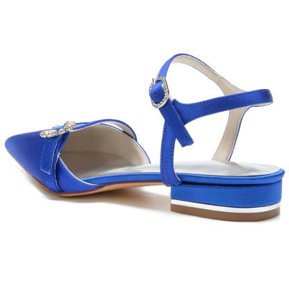 Elegant Low Heel Bridal Shoes for Women with Crystals and Pointed Toe