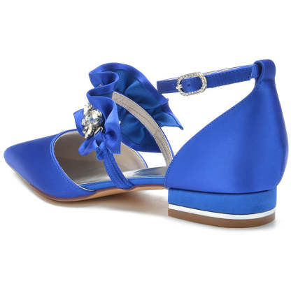 Bridal Shoes for Women with Rhinestones Pointed Toe and Low Heel