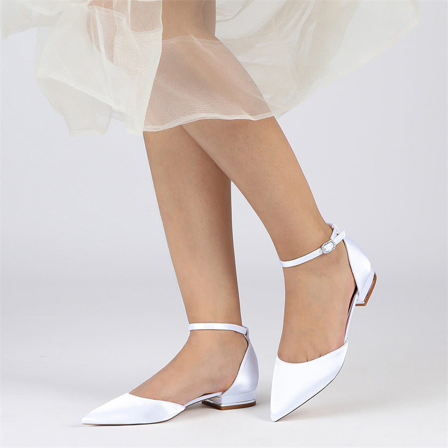 Bridal Shoes for Women with Pointed Toe and Low Heel