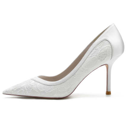 Elegant Minimalist Bridal Shoes for Women with Pointed Toe and Lace
