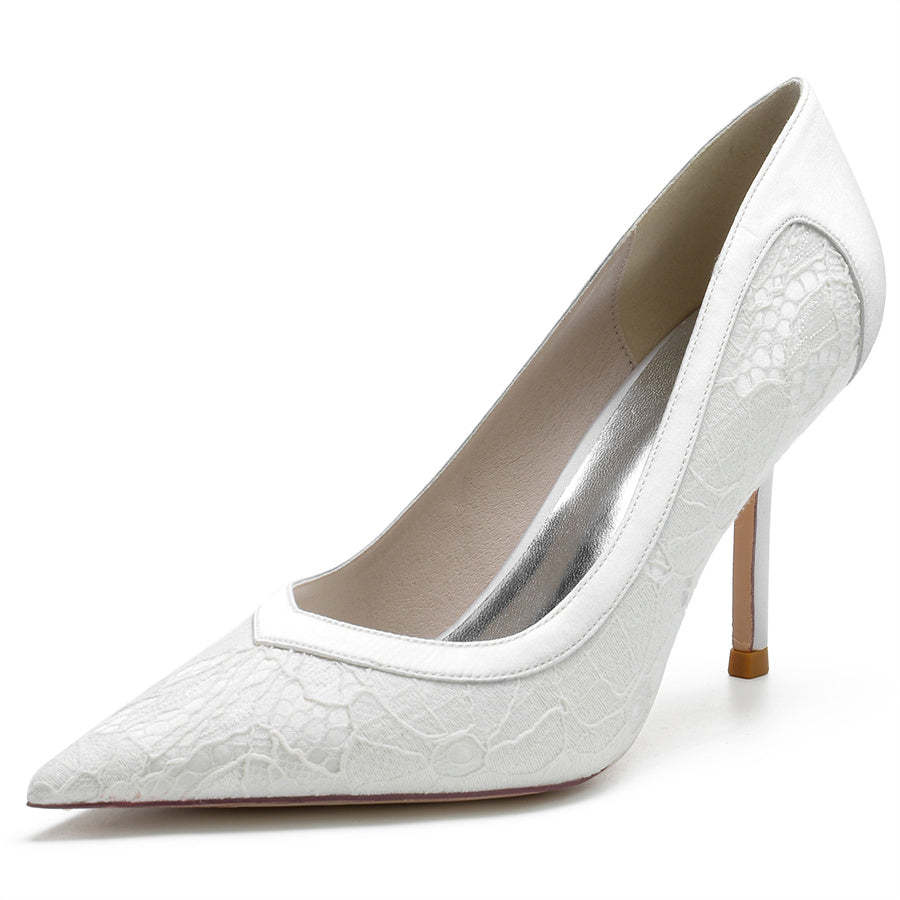 Elegant Minimalist Bridal Shoes for Women with Pointed Toe and Lace