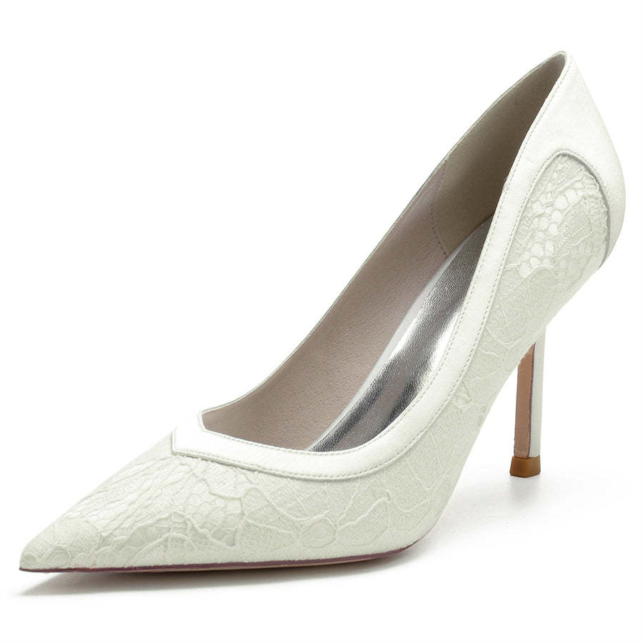 Elegant Minimalist Bridal Shoes for Women with Pointed Toe and Lace
