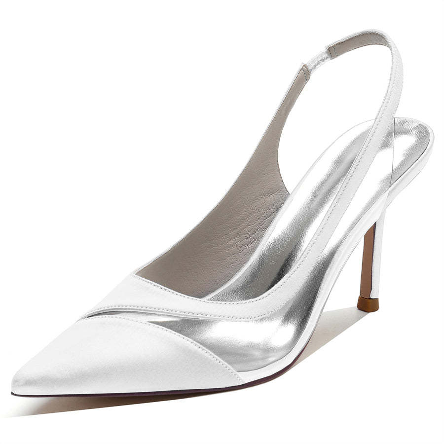 Bridal Shoes for Women with Stitched Pointed Toe and High Heel