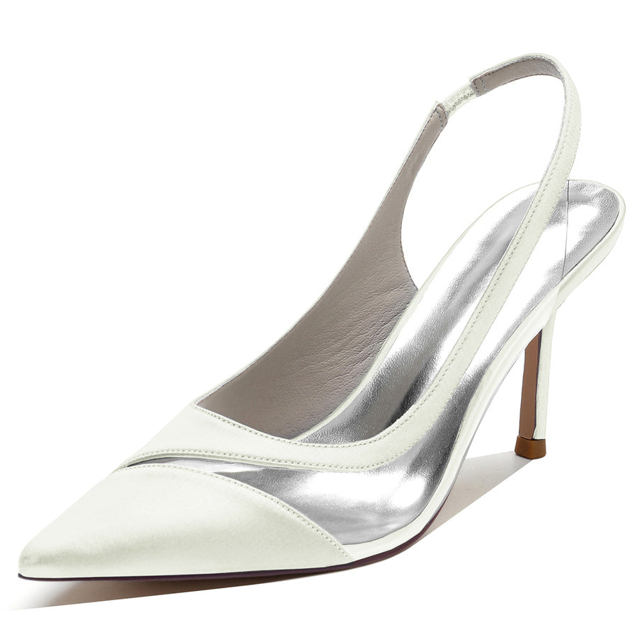 Bridal Shoes for Women with Stitched Pointed Toe and High Heel