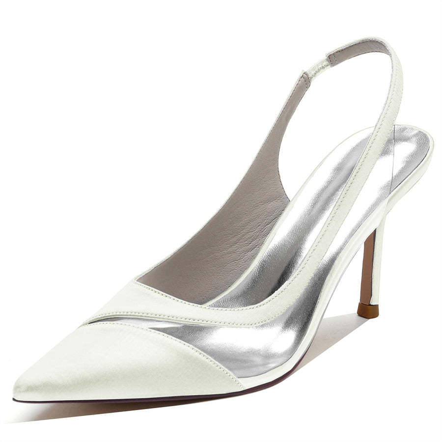 Bridal Shoes for Women with Stitched Pointed Toe and High Heel