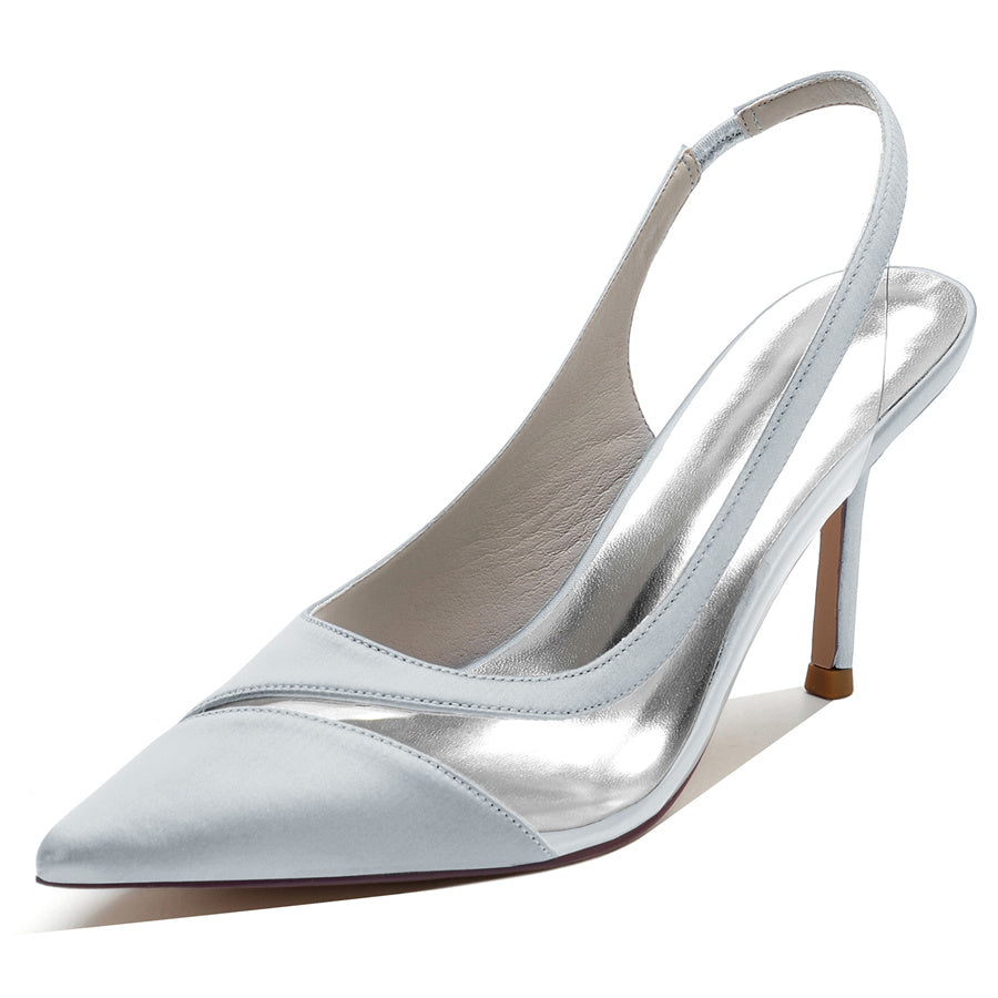 Bridal Shoes for Women with Stitched Pointed Toe and High Heel