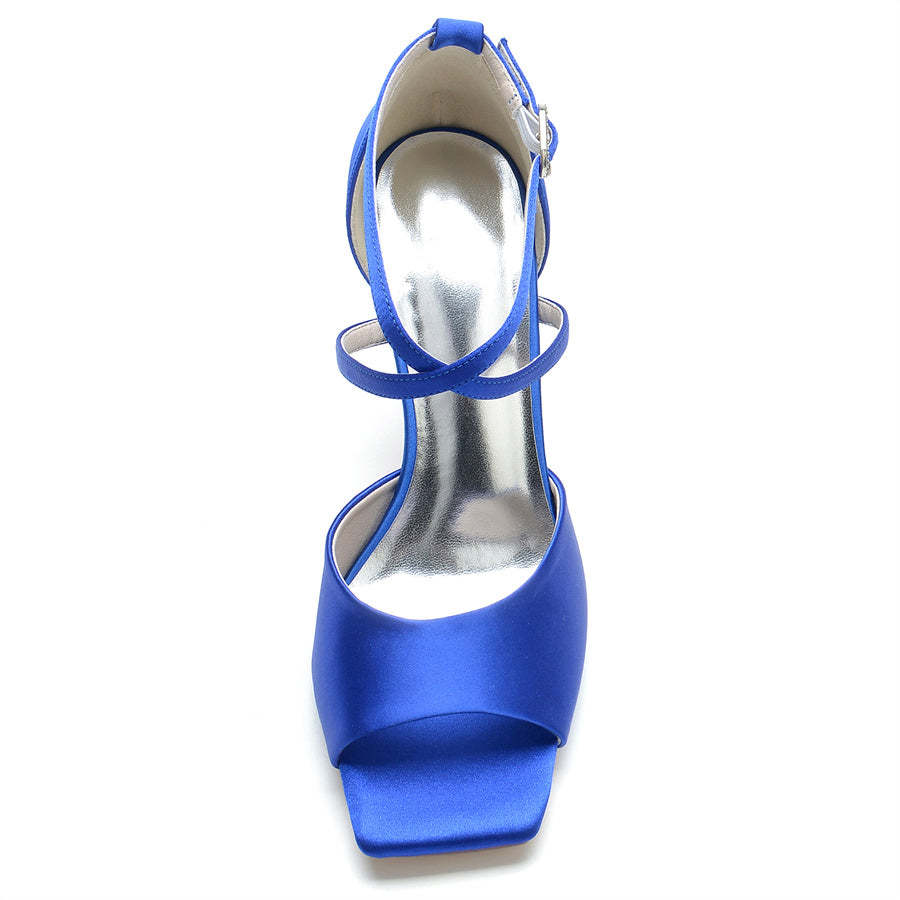 Bridal High Heel Peep Toe Wedding Shoes for Women with Criss Cross Straps
