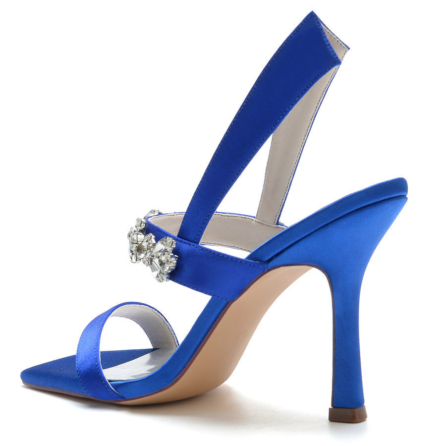 Bridal High Heel Shoes for Women with Rhinestones and Open Toe