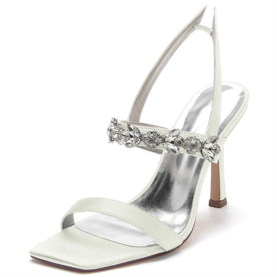 Bridal High Heel Shoes for Women with Rhinestones and Open Toe